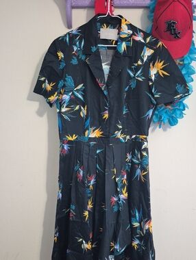 Jason Wu Black Tropical Floral Dress Birds Of Paradise Size 12